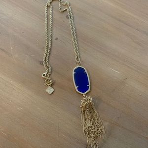 Kendra Scott Gold Long Pendant with Blue Stone